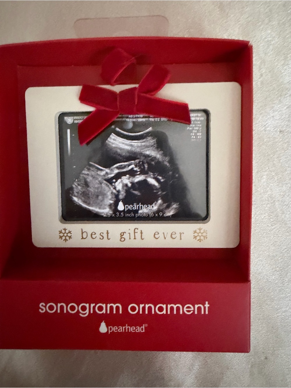 Pearhead Best Gift Ever Sonogram Christmas Ornament New In Box